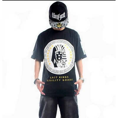 Camiseta masculina hip hop Last Kings Pharaoh menino grande preta D4 - Imagem 1 de 4