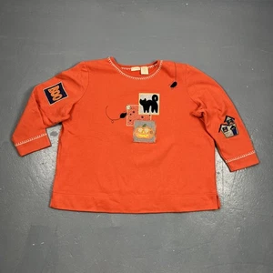 Vintage 90s Halloween Crewneck Sweatshirt Orange Wash L/XL Cute Patchwork VTG - Picture 1 of 9