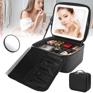 LED Licht & Spiegel Make Up Box Reise Kosmetik Schminkkoffer Aufbewahrungsbox - Bild 1 von 21