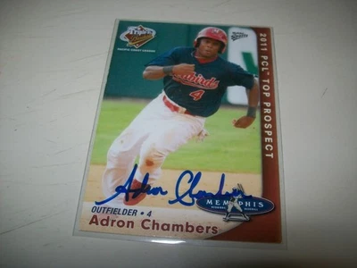 2011 MULTI-AD SPORTS ADRON CHAMBERS AUTO SIGNED AUTOGRAPH #15 MEMPHIS REDBIRDS - Image 1 of 2
