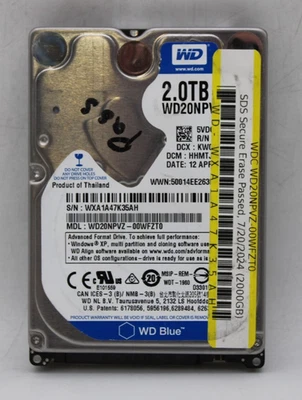 Western Digital Blue 2TB WD20NPVZ 2.5 SATA HDD *USED/WIPED* - Image 1 of 2