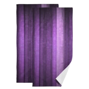 Purple Striped Hand Towels for Bathroom Set of 2 Abstract Glass Texture Moder... - Picture 1 of 7