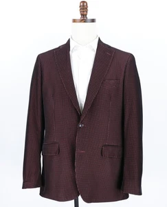 Robert Graham Velvet Blazer Jacket Size 40R Tailored Fit Red Black Houndstooth - Picture 1 of 12
