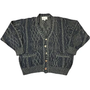 VTG Naturals By COOGI Australia Earth Tone 3D Knit Sweater Linen Cotton Cardigan - Picture 1 of 13