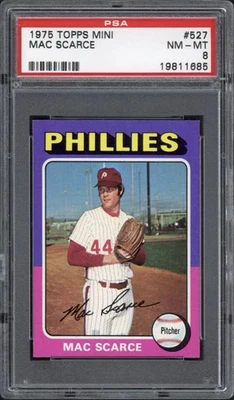 1975 Topps Mini Mac Scarce #527 PSA 8 NM-MT Philadelphia Phillies  - Image 1 of 2