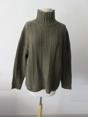 GARNET HILL dark green blend 100% cashmere thick chunky knit mock neck sweater M - Image 1 of 4
