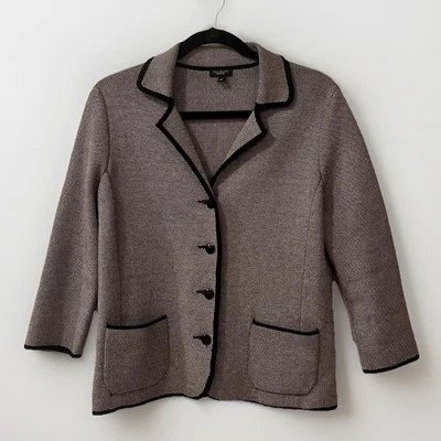 Blazer Talbots Espiga Mezcla Seda Tweed Y2K Tejido Para Mujer S Negro Academia Foto 1 de 4