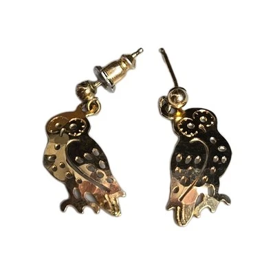 "Pendientes de 1"" firmados Wild Bryde tono dorado abierto metalistería búho poste colgante perforado" Foto 1 de 3