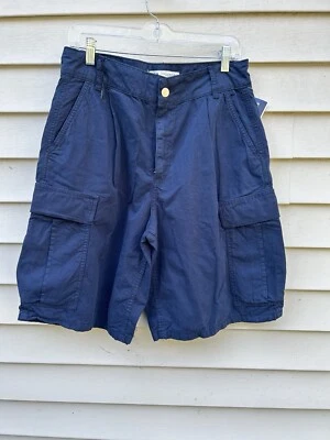 ZARA PANTALÓN CORTO CARGO AZUL MARINO Cremallera Botón Talla 30 Foto 1 de 3
