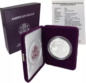 1990 S Silver Proof American Eagle 1 Oz. ~ Mint w/BOX and COA🔥! - Picture 1 of 10