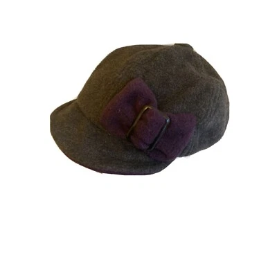 Gorra gorra de fieltro gris de newsboy con lazo púrpura talla única Foto 1 de 4