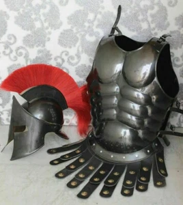 Spartan Helmet Red Plume Crest with Chest Armor Muscle Jacket Halloween Costume - Picture 1 of 5