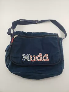 VTG MUDD Dark Blue Denim Crossbody/Messenger Bag - Y2K 90s A3 - Picture 1 of 15
