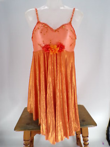 Costume de danse rideau appel E1885 orange moyen adulte contemporain floral moderne