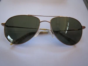 Oliver Peoples Sunglasses OV1002S 5035/52 Benedict Gold Aviator w/ Green Lens - Picture 1 of 10