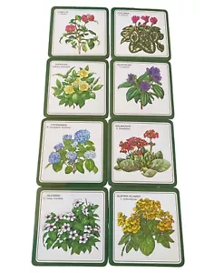 Vintage Untersetzer 8er Set Botanische Flora Blume Garten Kork Unterlage in Box - Bild 1 von 8