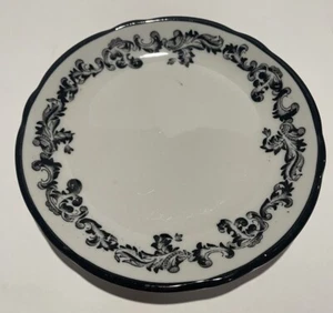Vintage Jackson Custom 6” China Dinner Plates Restaurant Ware Black Floral - Picture 1 of 6