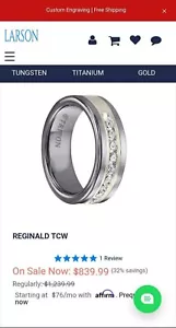 Men's Wedding Band Tungsten Carbide Channel Set Diamonds By Triton size 12 - Picture 1 of 16