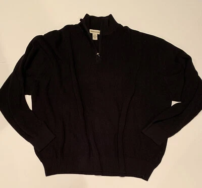 Pronto Uomo Mens 2X Cotton Blend Long Sleeve Sweater 1/4 Zip Black - Image 1 of 4