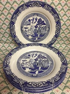 Cuthbertson BLUE WILLOW Set di 4 Piatti ~ 10,5” Ottime Condizioni Lotto A - Foto 1 di 8