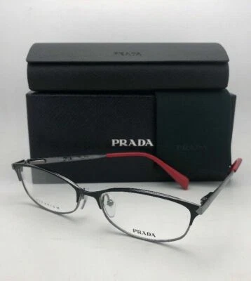 Новый PRADA очки VPR 63R 1BO-1O1 55-16 черный Gunmetal и красный титан кошачий глаз - Изображение 1 из 4