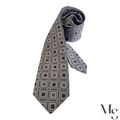 Corbata de seda de lujo medallón gris JZ RICHARDS hecha a mano en EE. UU. CON: 3,4" EXCELENTE ESTADO Foto 1 de 4