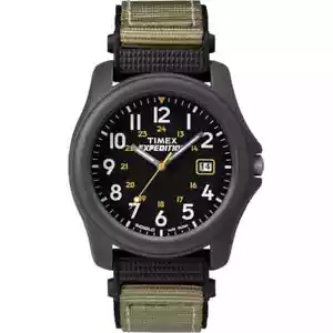 Timex T42571, Orologio da uomo ""Expedition Camper"" Nylon nero/verde, Data, Indaglo - Foto 1 di 2