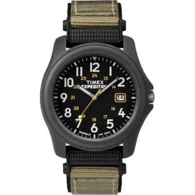 Timex T42571, Men's "Expedition Camper" Black/Green Nylon Watch, Date, Indiglo - image 1 of 2