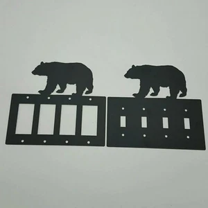 Wildlife Bear schwarz Vierfach Schalter & Kippplatten Country Western Hütte - Bild 1 von 11