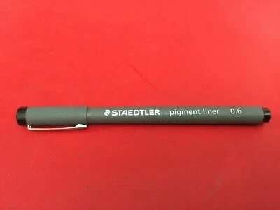 STAEDTLER 1 PENNA PEN  PIGMENT LINER NERO BLACK 0,6 mm ART 308 - Immagine 1 di 2