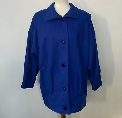 J Gallery Women's Jacket Coat Blue Fully Lined Wool Blend Button Up Size 7/8 - Image 1 of 4