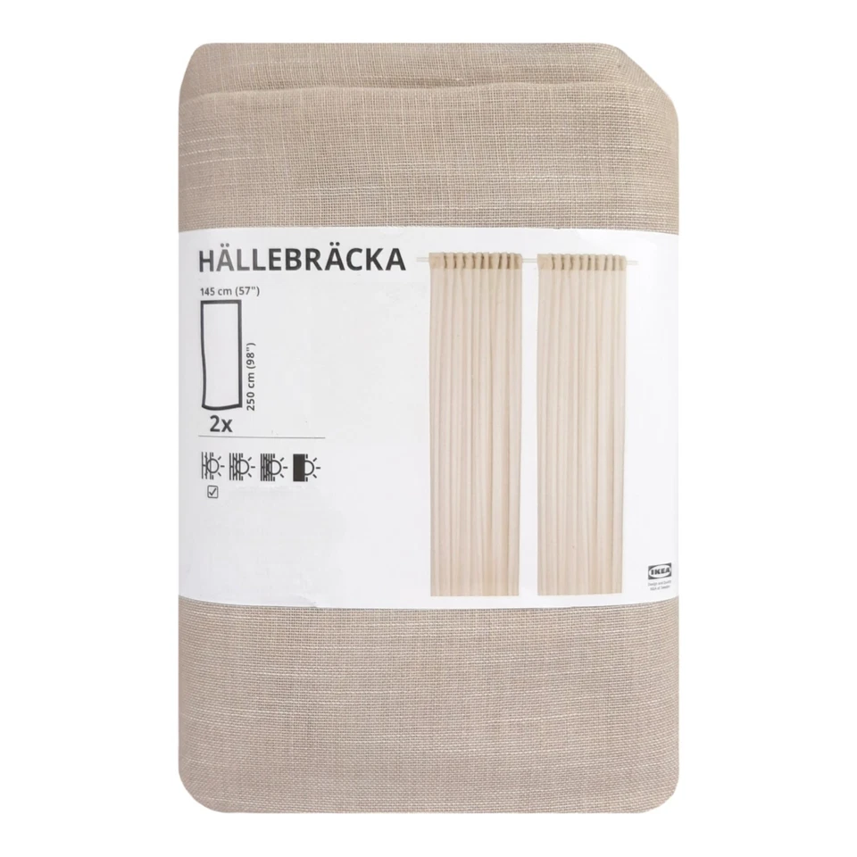 IKEA HALLEBRACKA Cortinas Transparentes Beige Claro 57x98" 105.596.72 Foto 1 de 1