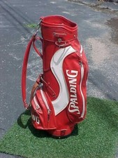 Vintage Spalding Red w White Embroidered Letters 9 1/2" Staff Cart Golf Club Bag