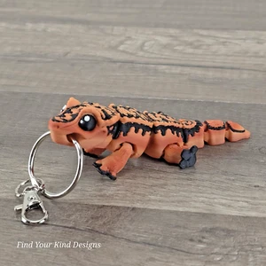 Mini Crested Gecko Keychain articulated toy 3D printed Orange Lizard - Picture 1 of 6