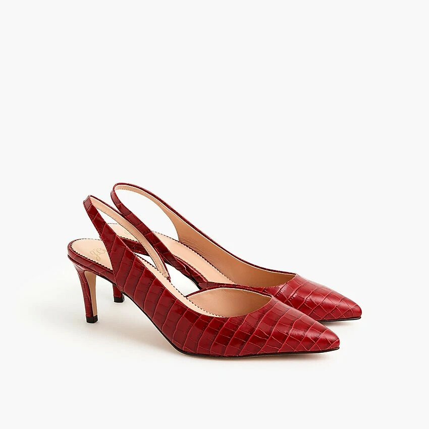 Nuevo en caja Zapatos de salón J.Crew Colette Slingback d'Orsay Cuero con relieve de cocodrilo US 5 $268  Foto 1 de 4