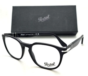 New PERSOL Eyeglasses 3283-V 95 52-19 145 Black & Silver Rounded Square Frames - Picture 1 of 17