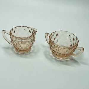 Fostoria-like American Creamer Cream & Sugar Containers in Pink (7) - Picture 1 of 7