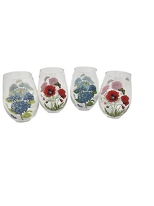 Portmeirion Botanischer Garten stiellose Weingläser 4er Set Mohn und Hortense NEU - Bild 1 von 6