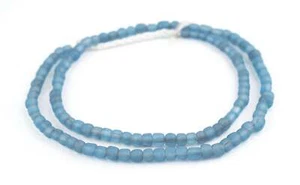 Light Blue Java Glass Beads 5mm Indonesia Round 25 Inch Strand - Picture 1 of 3