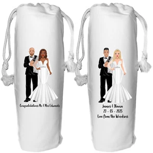 Bolsa de regalo personalizada de vino de boda para mesa de champán Prosecco novia y novio - Imagen 1 de 3