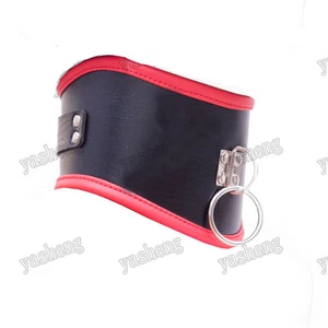 Corsé de cuero PU negro rojo cuello postura cuello cuello - Imagen 1 de 2