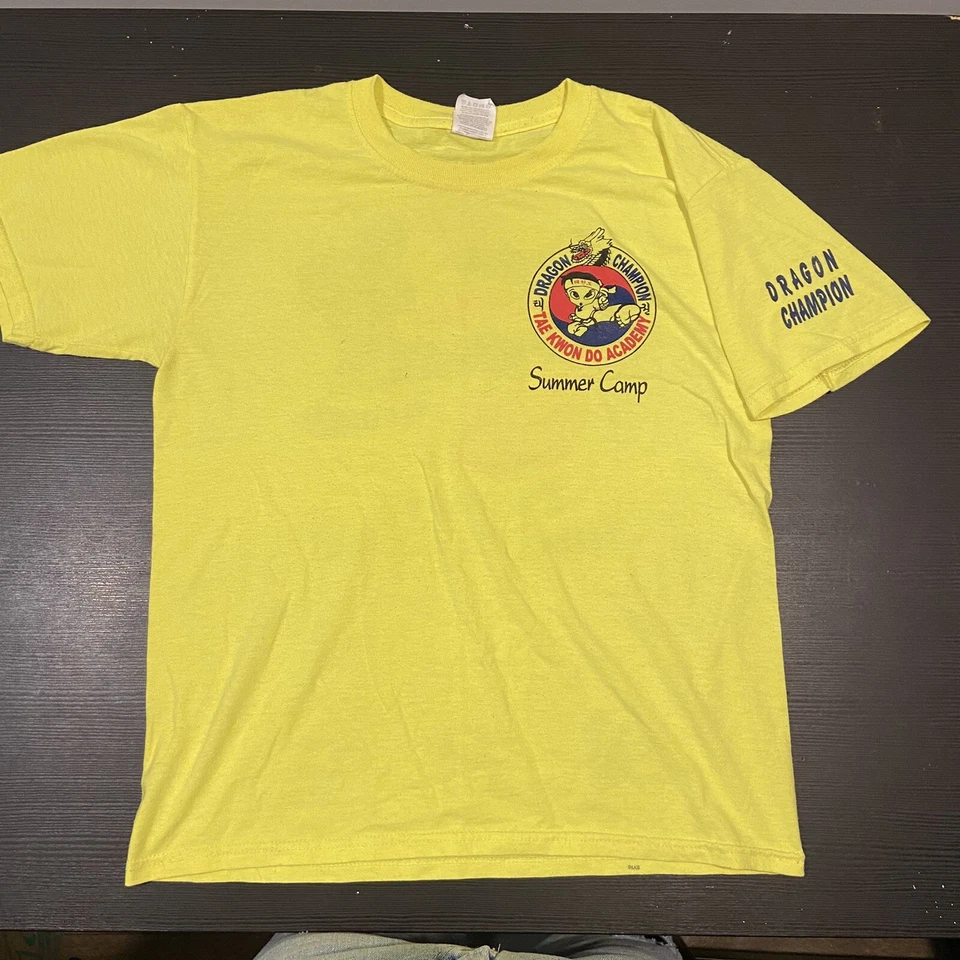 Camiseta única Tae Kwon Do Academy campamento de verano amarilla "Dragon Champions" juvenil L Foto 1 de 3