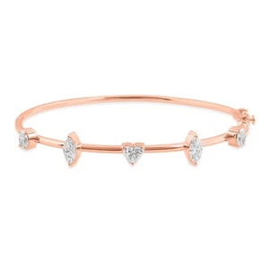 1.39 Ct Multi Shape Lab Grown CVD Diamond Bangle Bracelet Gift 14k Rose Gold - Picture 1 of 6