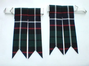 KILT FLASHES TARTAN HUNTER MODERN POINTED ENDS HOSE SOCK MADE IN SCOTLAND GENTS - Picture 1 of 3
