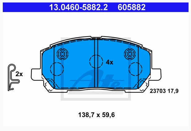 Juego de pastillas de freno de disco ATE para LEXUS RX (605882) #GR Foto 1 de 1