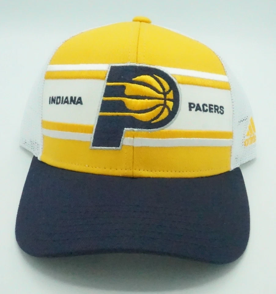 adidas Indiana Pacers Vintage Style Mesh Trucker Snapback Hat Cap Size Mens