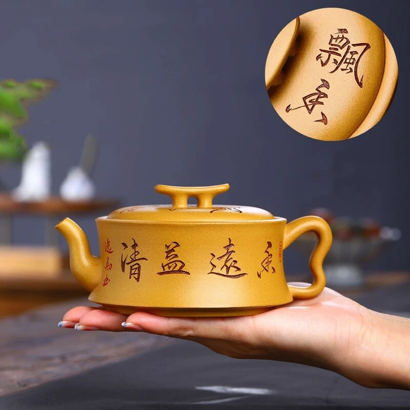 Tetera hecha a mano completa marcada 9 orificios infusores bloqueo de agua olla maestra 10 oz arcilla Duan Foto 1 de 4