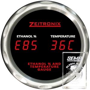 Zeitronix Dual E% & Fuel Temperature Gauge for ECA-2 & CAN Bus (RED / Silver) - Picture 1 of 1