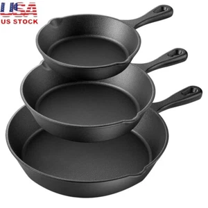Set Padelle in Ghisa Prestagionate 3 Pezzi Pentole Induzione Sicure Durevoli Nuove - Foto 1 di 5