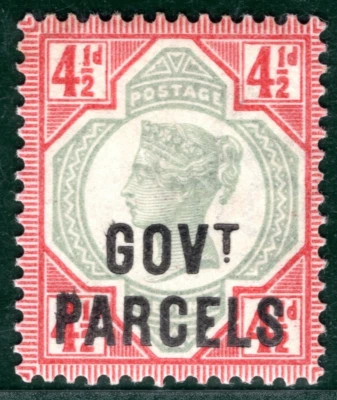 GB QV OFICIAL SG.O71 41/2d Verde y Carmín *PAQUETES DEL GOBIERNO* Como Nuevo Gato £250 PRED11 Foto 1 de 4